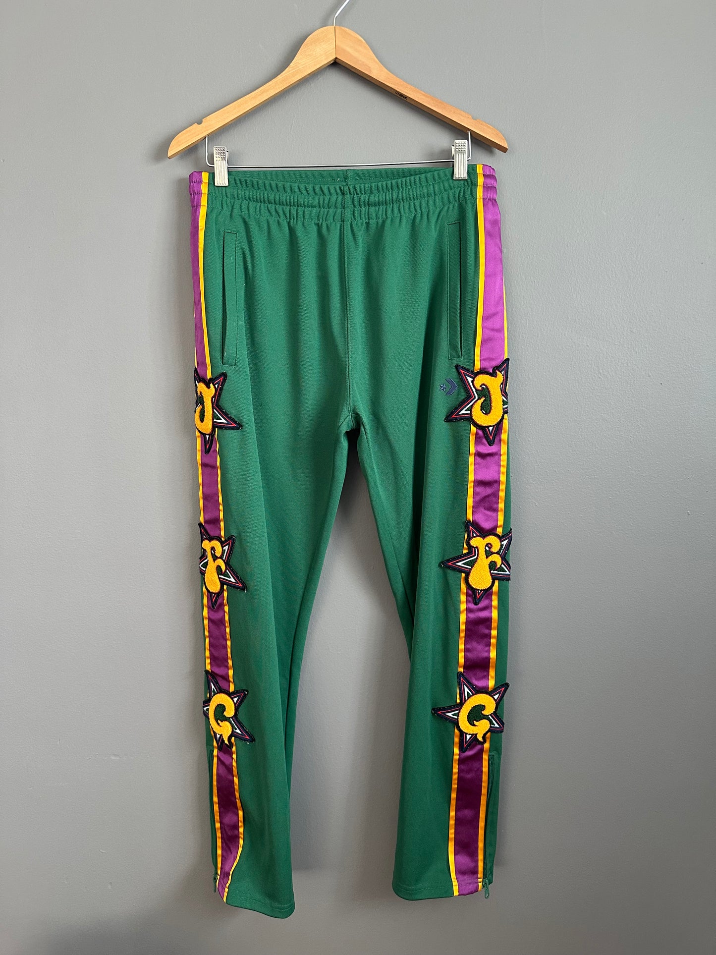 Joe Freshgoods x Converse Track Pants Green Size S Drawstring Zipper Ankle Men’s