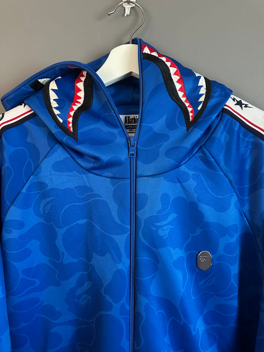 BAPE MENS SOLID CAMO RELAXED FIT SHARK FULL ZIP HOODIE JACKET XL BLUE