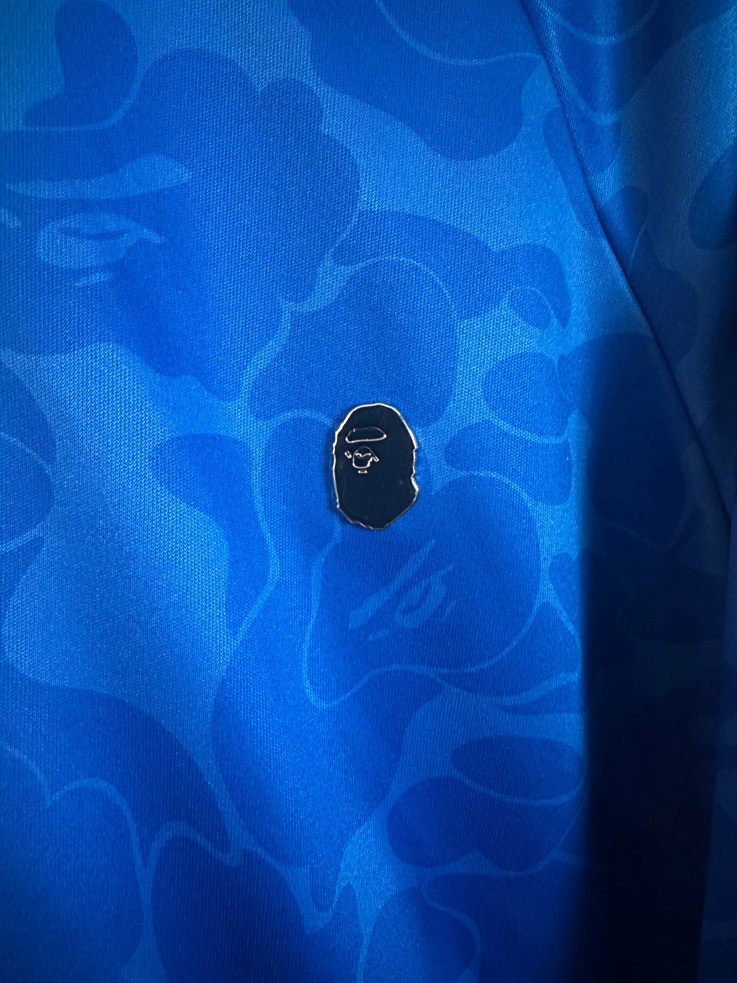 BAPE MENS SOLID CAMO RELAXED FIT SHARK FULL ZIP HOODIE JACKET XL BLUE