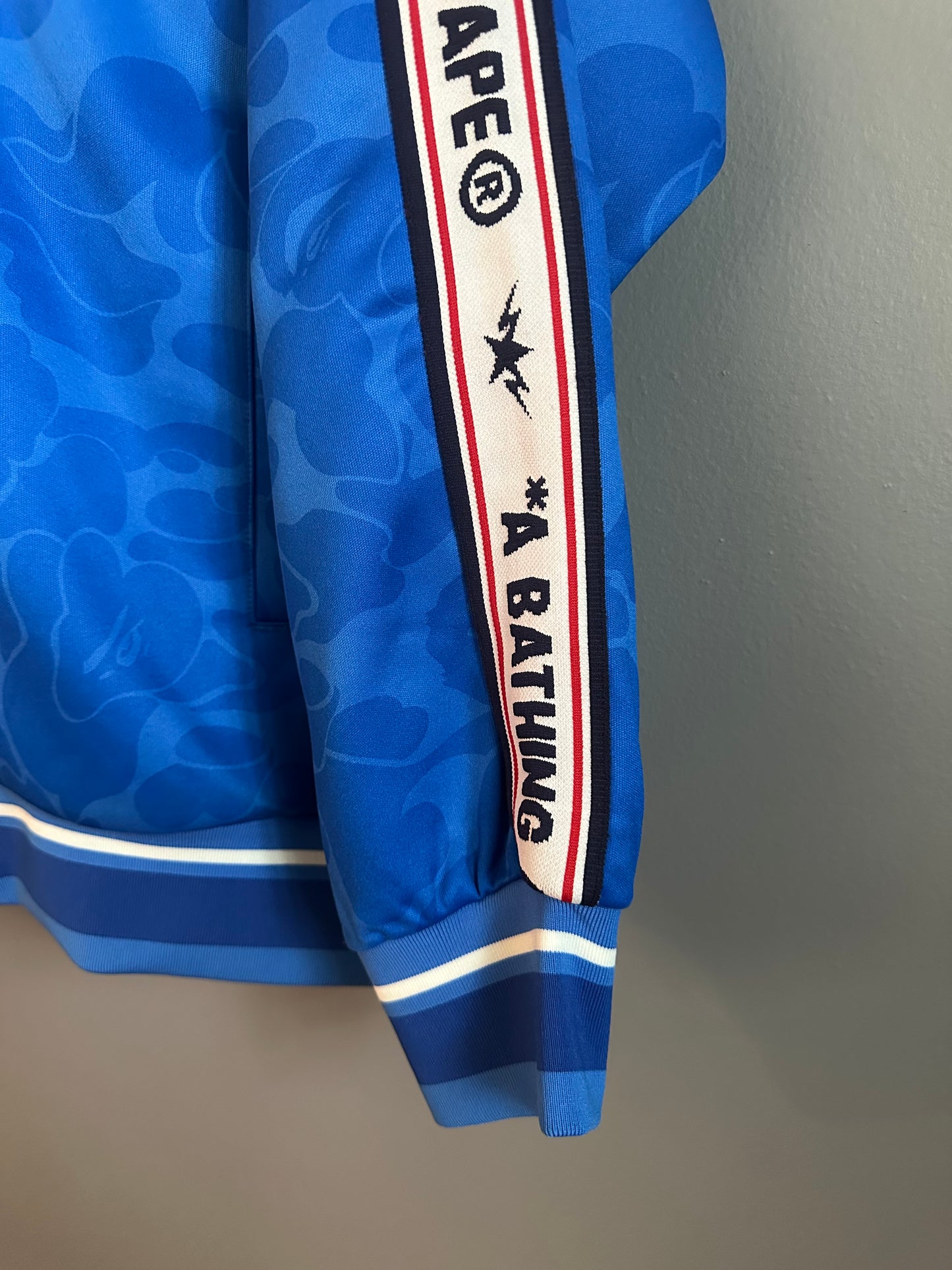 BAPE MENS SOLID CAMO RELAXED FIT SHARK FULL ZIP HOODIE JACKET XL BLUE