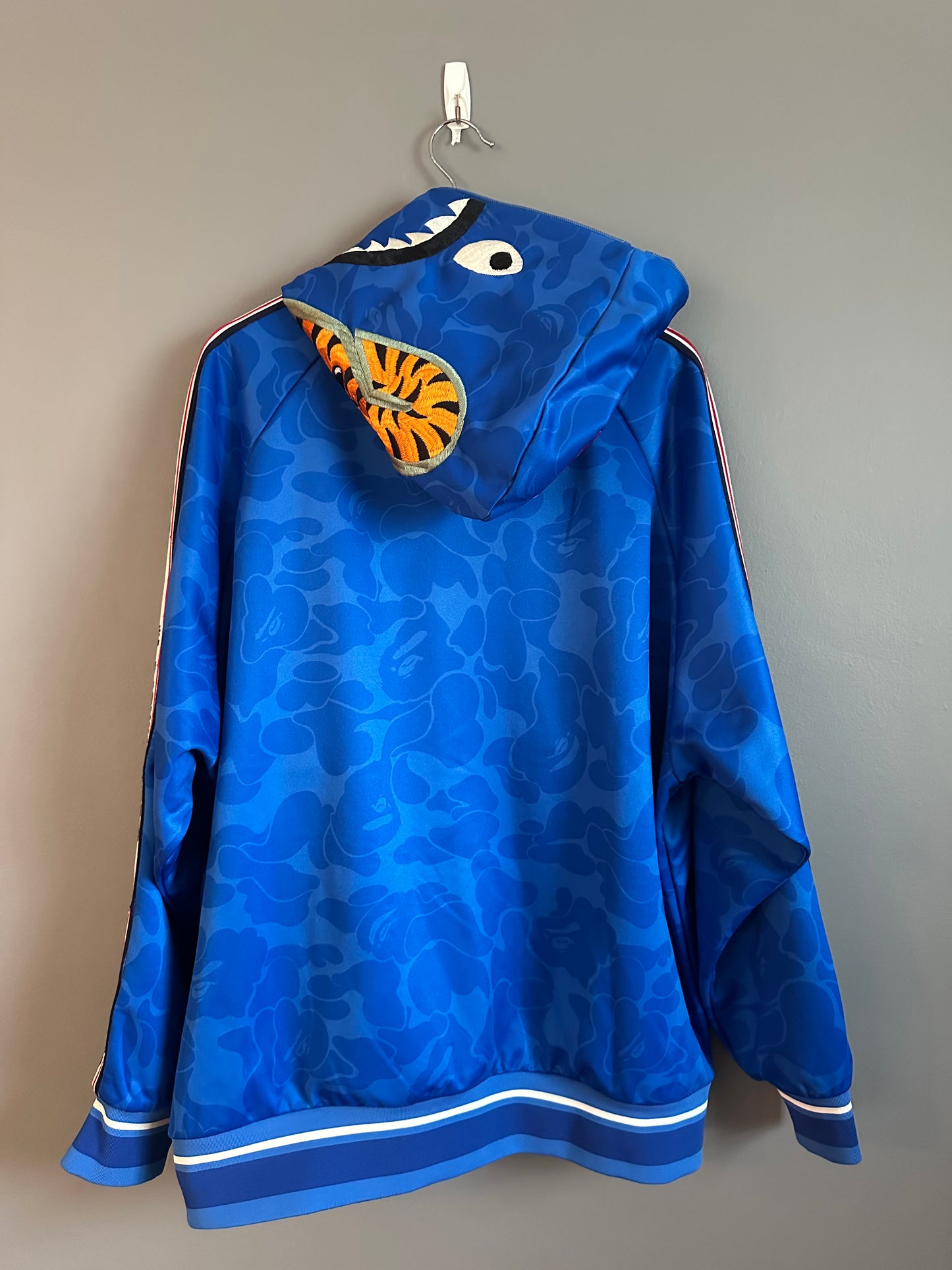 BAPE MENS SOLID CAMO RELAXED FIT SHARK FULL ZIP HOODIE JACKET XL BLUE