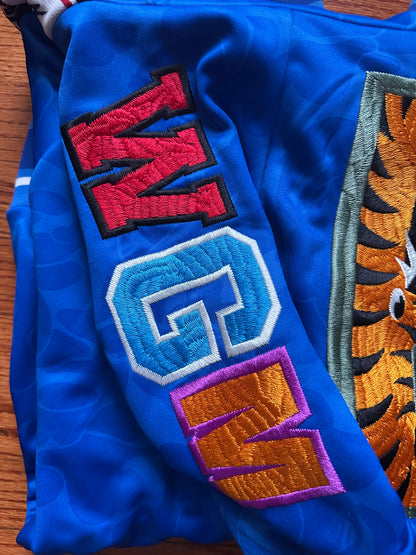 BAPE MENS SOLID CAMO RELAXED FIT SHARK FULL ZIP HOODIE JACKET XL BLUE