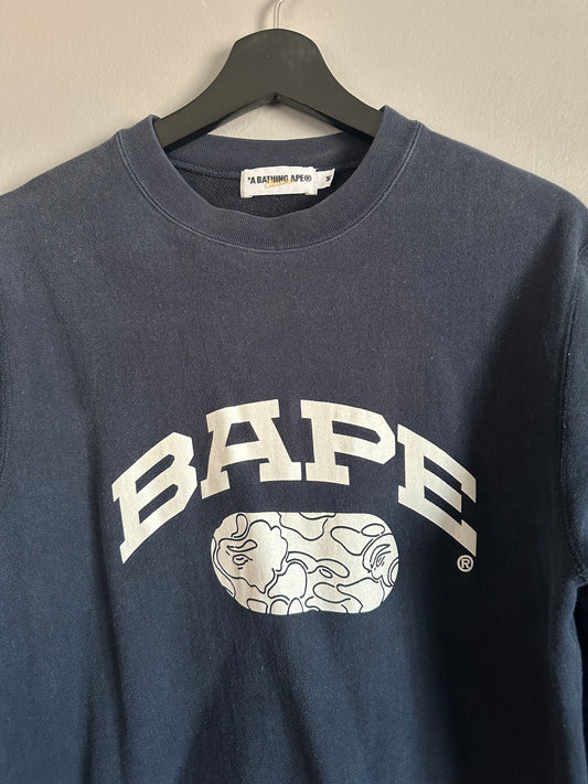 Vintage A Bathing Ape Bape Spell Out Camp Crewneck Sweater Navy Men’s Medium