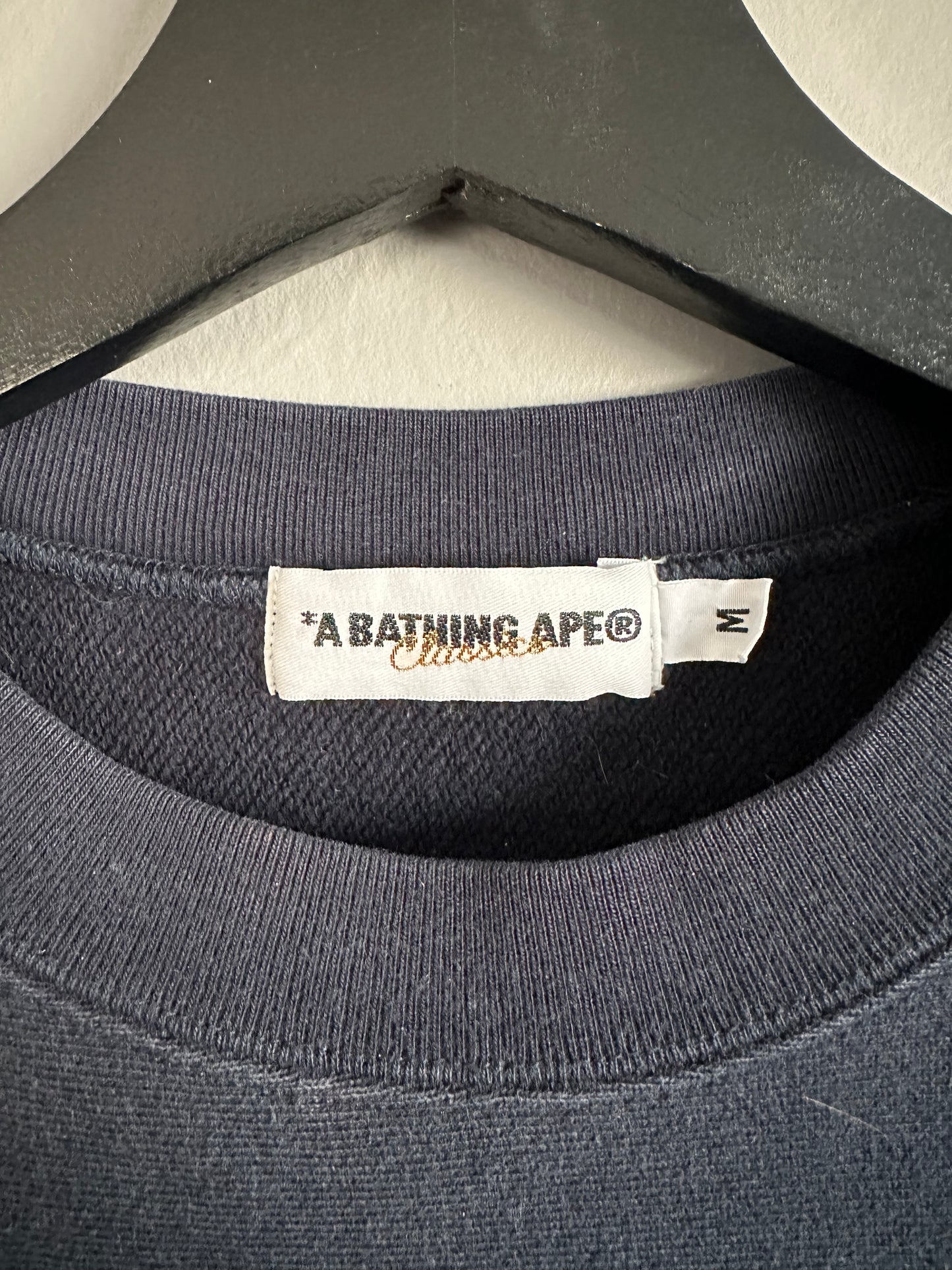 Vintage A Bathing Ape Bape Spell Out Camp Crewneck Sweater Navy Men’s Medium