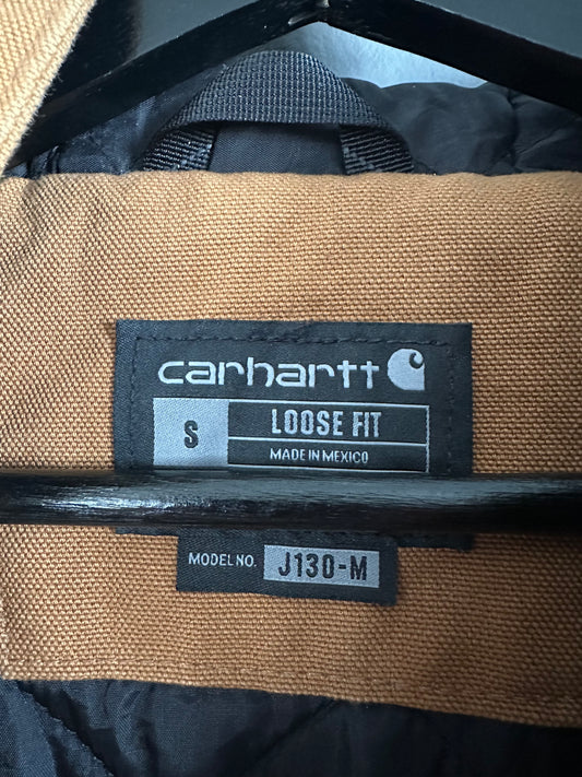 Carhartt Washed Duck Active Jacket Brown Quilted Insulated Men’s Small Workwear