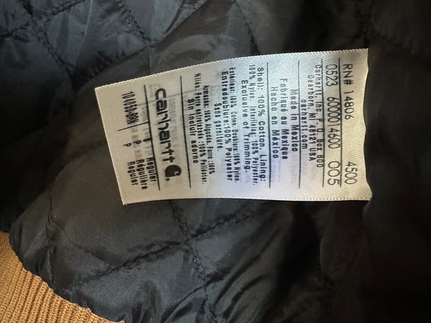 Carhartt Washed Duck Active Jacket Brown Quilted Insulated Men’s Small Workwear