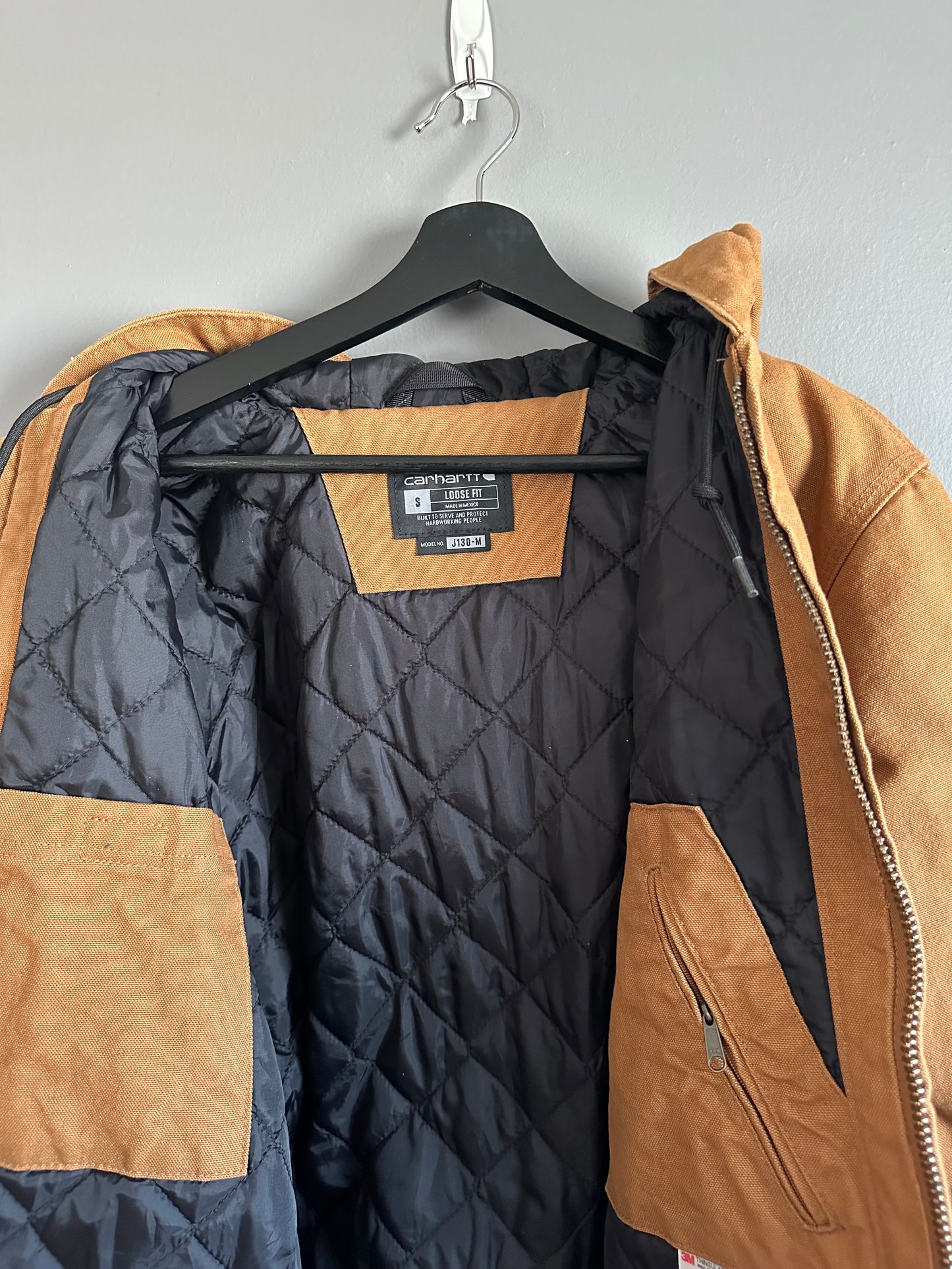 Carhartt Washed Duck Active Jacket Brown Quilted Insulated Men’s Small Workwear