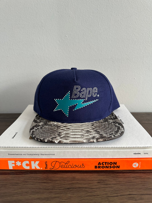 BAPE x Just Don Rhinestone Hat Python Leather Chicago USA Exclusive Navy Teal