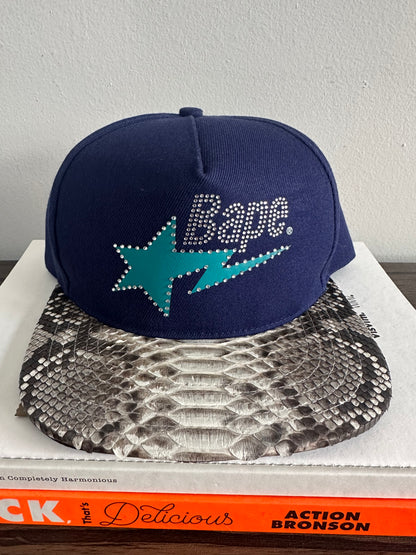 BAPE x Just Don Rhinestone Hat Python Leather Chicago USA Exclusive Navy Teal