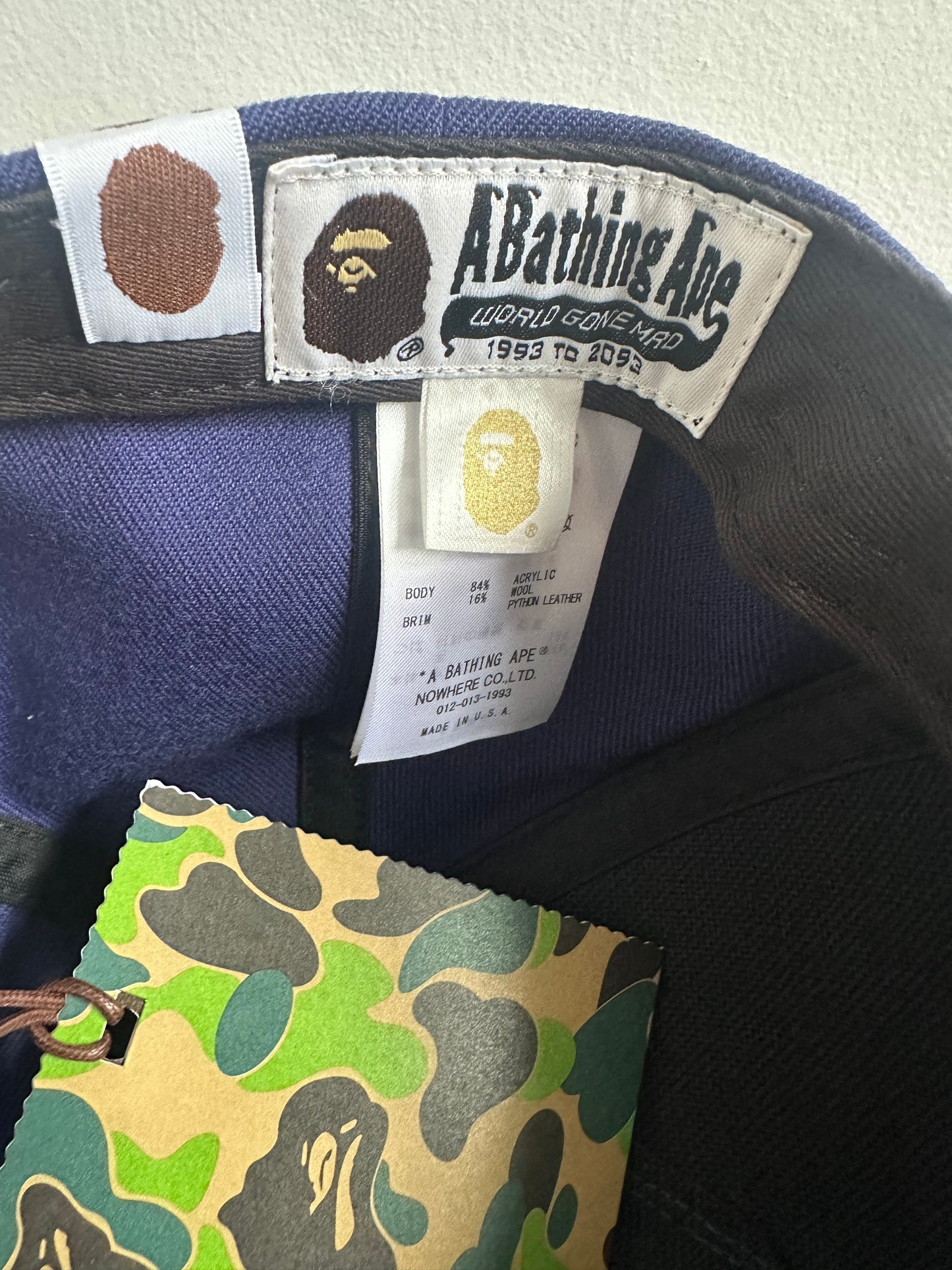 BAPE x Just Don Rhinestone Hat Python Leather Chicago USA Exclusive Navy Teal