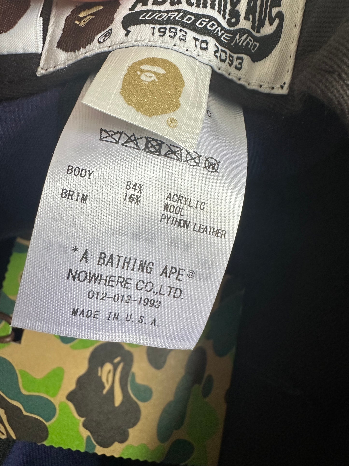 BAPE x Just Don Rhinestone Hat Python Leather Chicago USA Exclusive Navy Teal