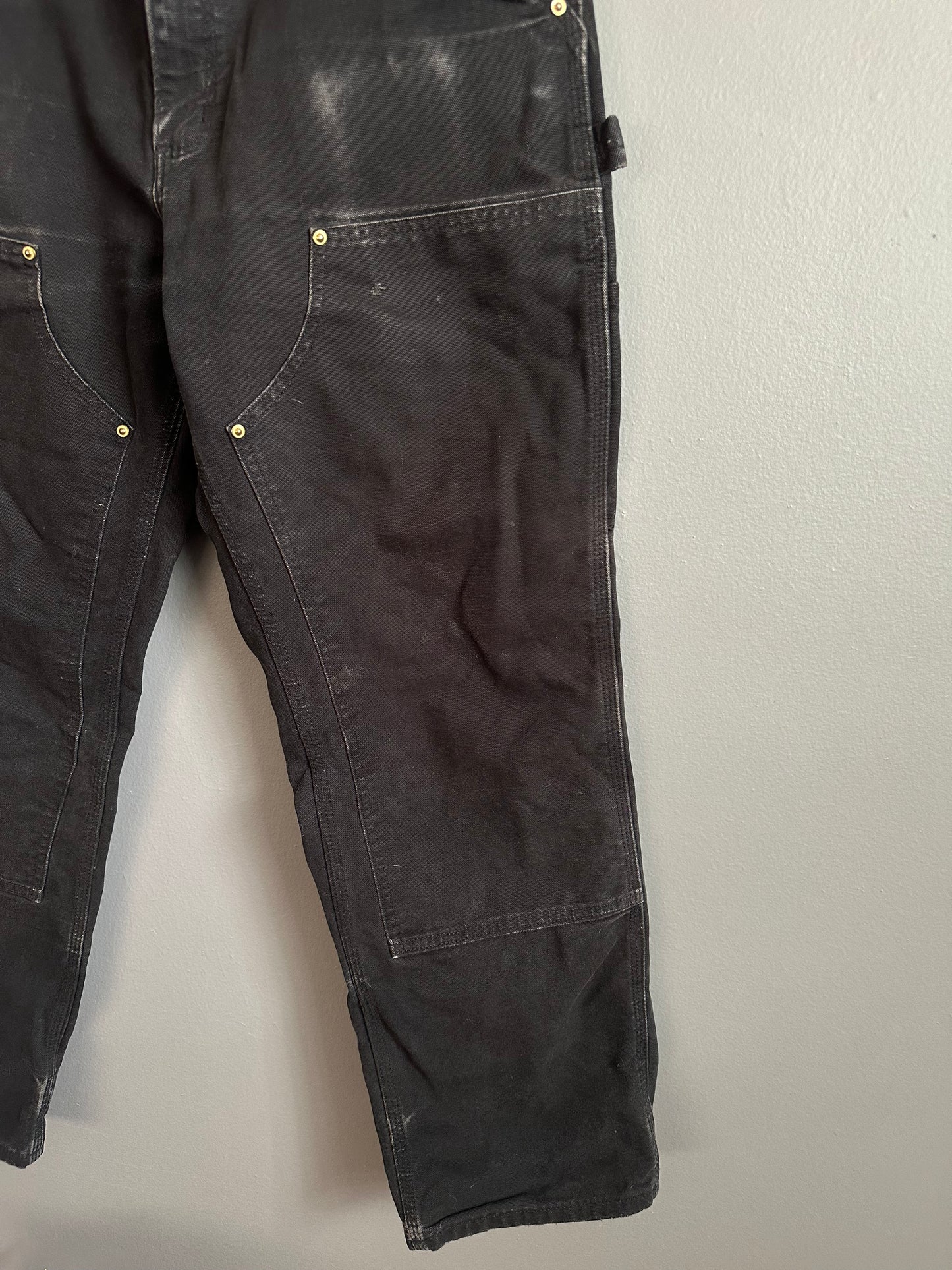 Carhartt Double Knee Carpenter Pants Mens 33x30 B01 BLK Faded Distressed