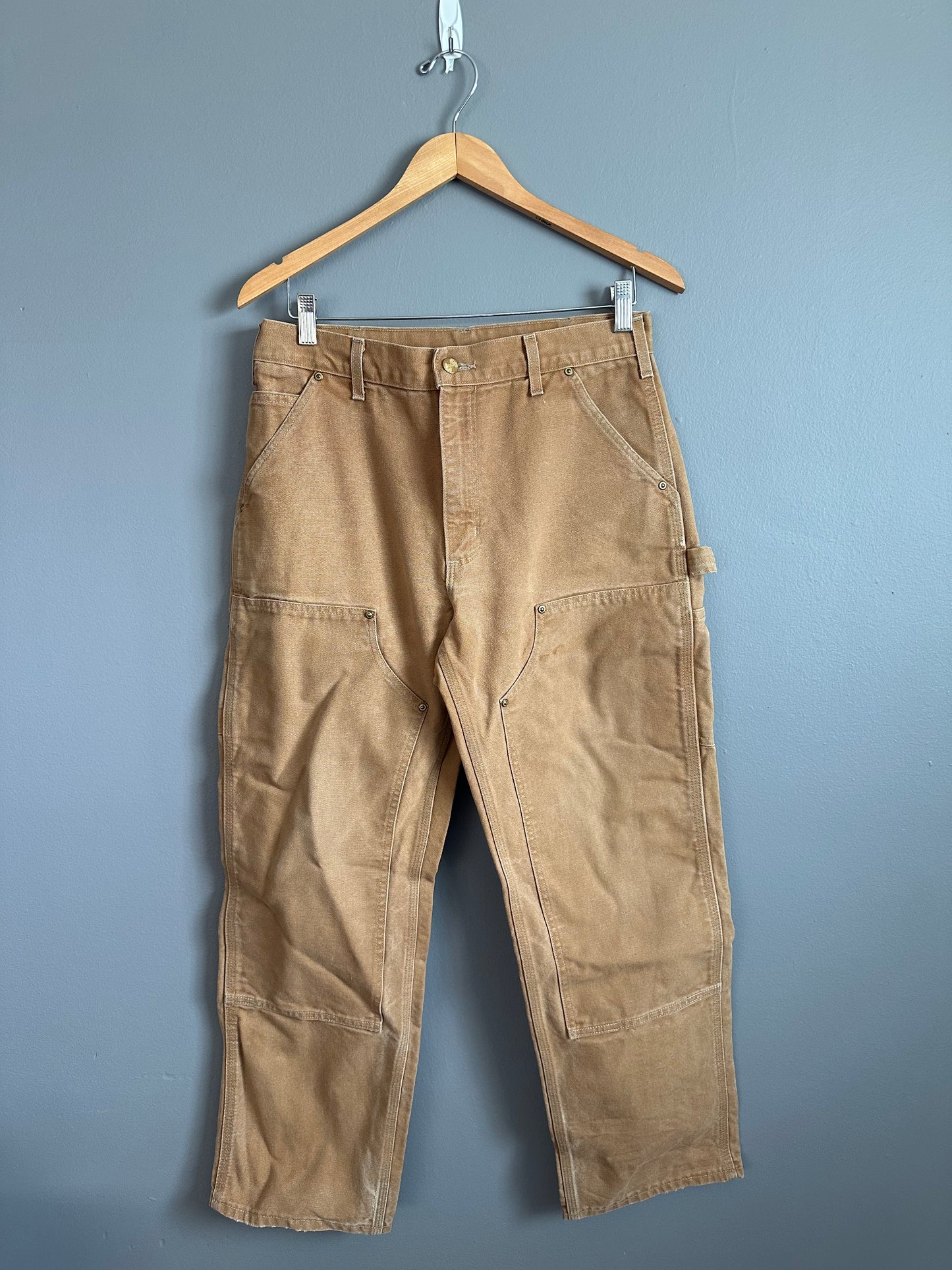 Carhartt B01 Dungaree Fit Double Knee Pants 32x30 Faded Brown Carpenter